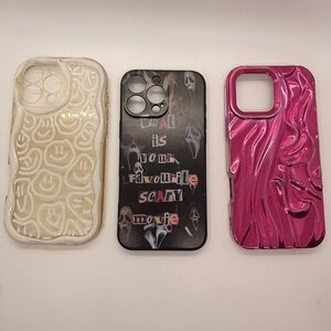 Stylish Phone Case Set - White, Black, Pink